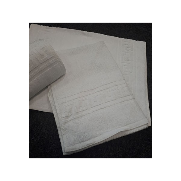 Lot de 12 serviettes de toilette 50x90 cm 100% coton blanc liteau grec 390g