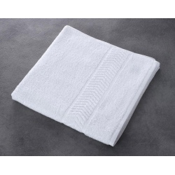 Drap de bain liteaux chevrons 100% coton blanc 340 g 70x140 cm (le lot de 5)
