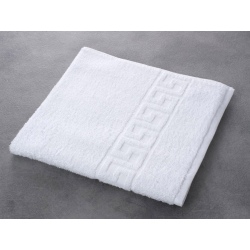 Drap de bain liteaux grecs 100% coton blanc 390 g 70x140 cm (le lot de 5)