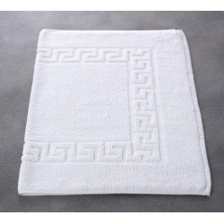 Tapis de bain liteaux grecs 100% coton blanc 550 g 50x75 cm (le lot de 5)